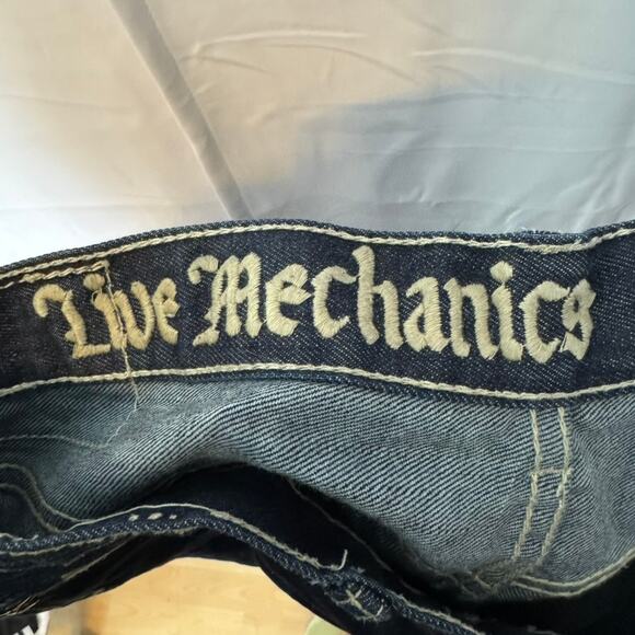 Live Mechanics Vintage Y2K Jeans Men's 36 Baggy Fit Embroidered Denim - Picture 7 of 10
